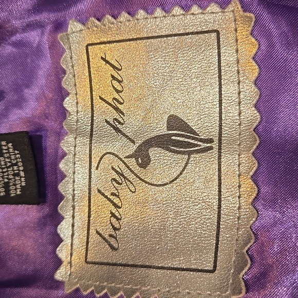 BABY PHAT GIRL'S BLACK/ PURPLE PUFFER . MISSING FAUX FUR LINING ON HOOD. SIZE L - Picture 4 of 11